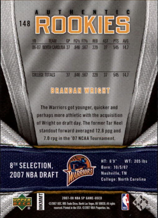 2007/2008 SP Game Used (Upper Deck) Basketball - Picture 79 of 143