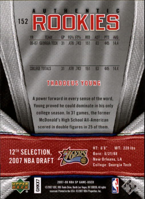 2007/2008 SP Game Used (Upper Deck) Basketball - Picture 73 of 143