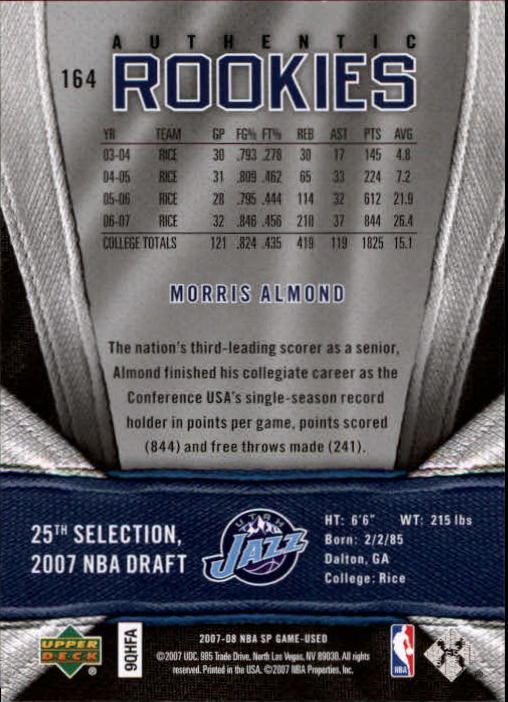 2007/2008 SP Game Used (Upper Deck) Basketball - Picture 53 of 143