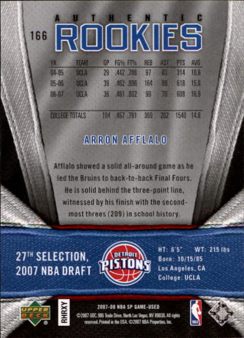2007/2008 SP Game Used (Upper Deck) Basketball - Picture 49 of 143