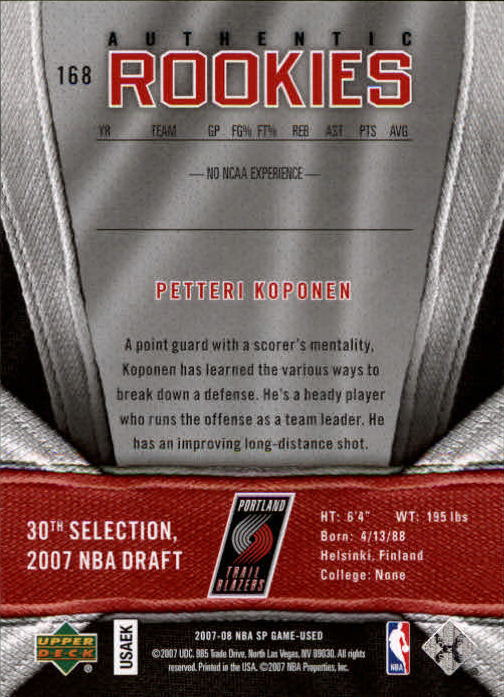 2007/2008 SP Game Used (Upper Deck) Basketball - Picture 45 of 143