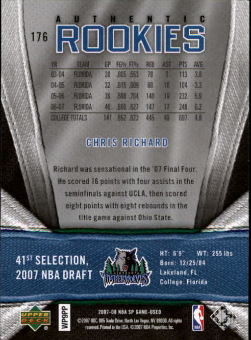 2007/2008 SP Game Used (Upper Deck) Basketball - Picture 33 of 143