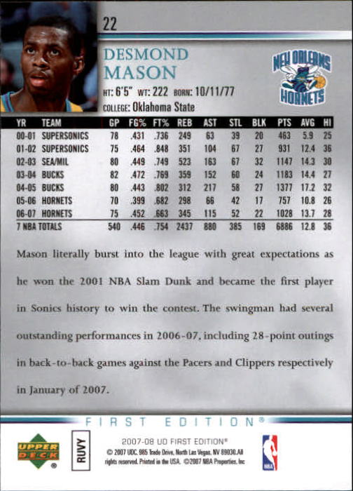 2007-08 Upper Deck First Edition Basketball YOU PICK - Picture 45 of 454