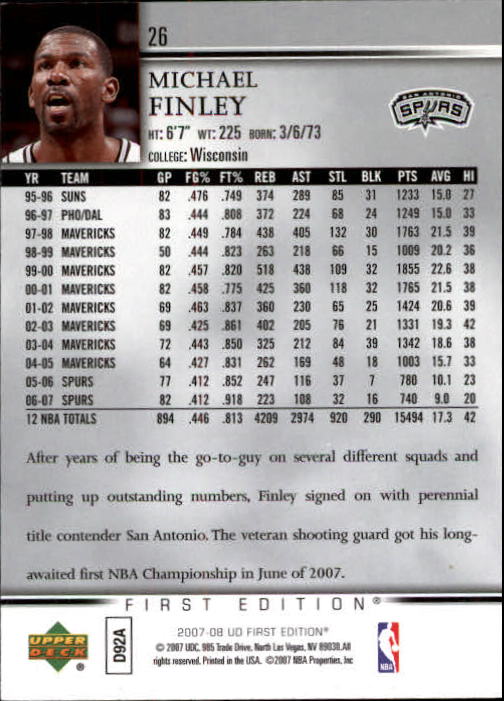 2007-08 Upper Deck First Edition Basketball YOU PICK - Picture 53 of 454