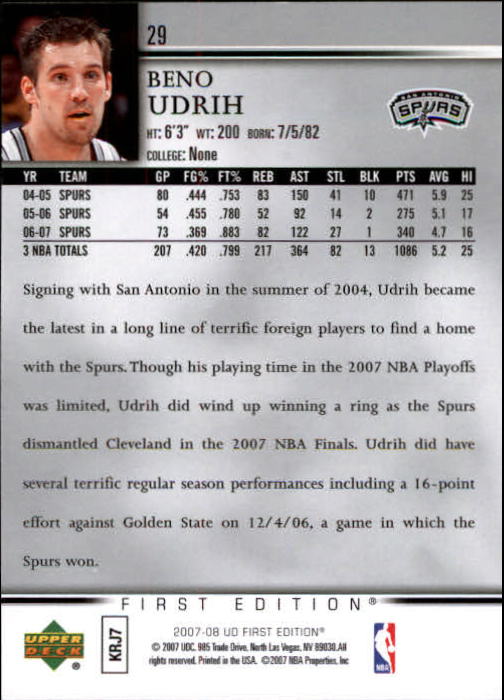2007-08 Upper Deck First Edition Basketball YOU PICK - Picture 59 of 454