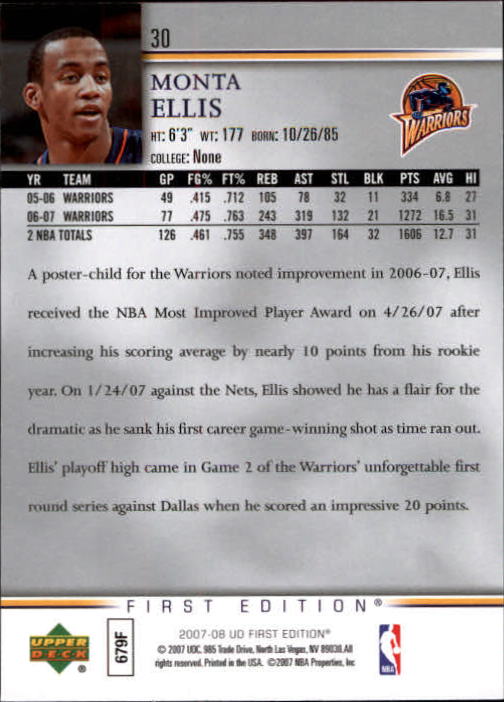 2007-08 Upper Deck First Edition Basketball YOU PICK - Picture 61 of 454