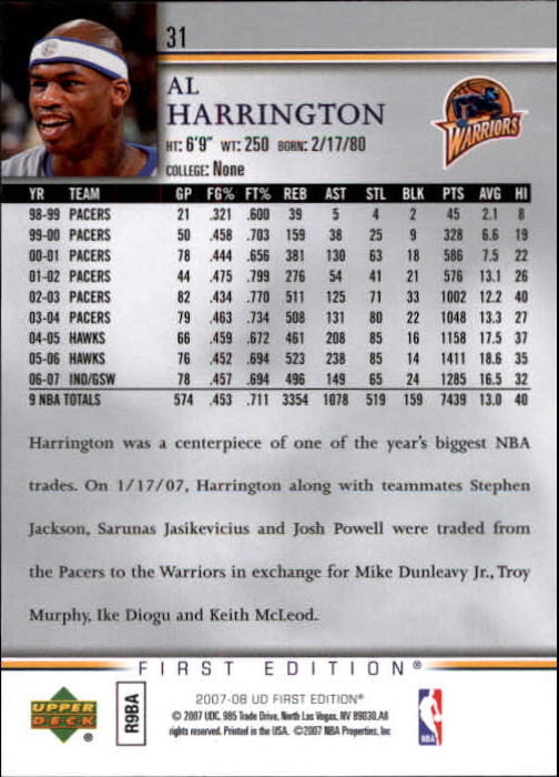 2007-08 Upper Deck First Edition Basketball YOU PICK - Picture 63 of 454