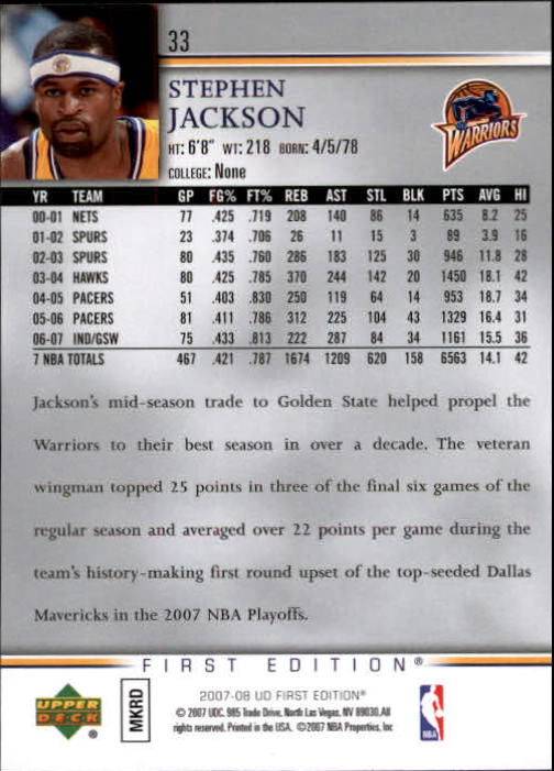 2007-08 Upper Deck First Edition Basketball YOU PICK - Picture 67 of 454