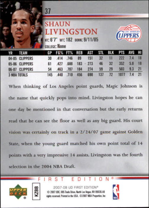 2007-08 Upper Deck First Edition Basketball YOU PICK - Picture 75 of 454