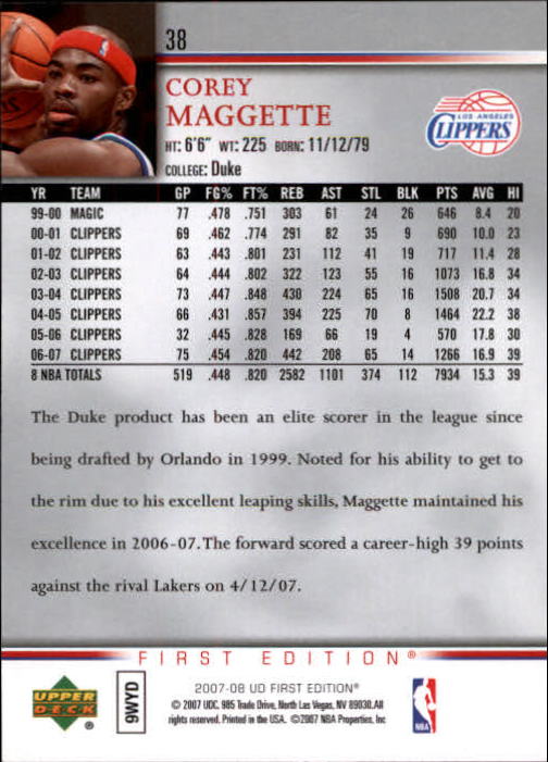 2007-08 Upper Deck First Edition Basketball YOU PICK - Picture 77 of 454