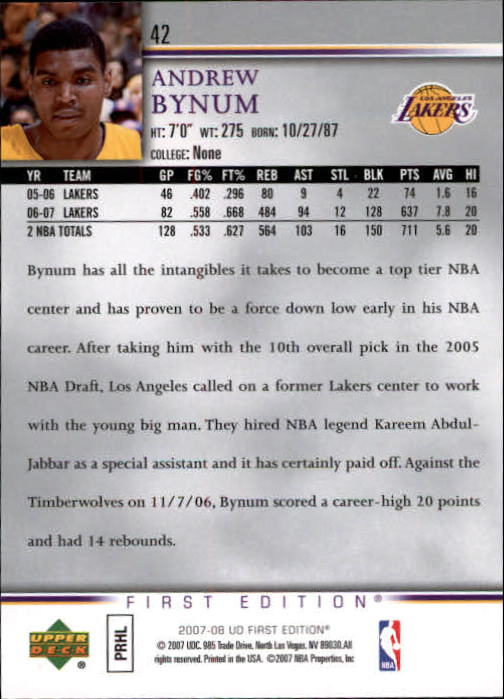 2007-08 Upper Deck First Edition Basketball YOU PICK - Picture 85 of 454