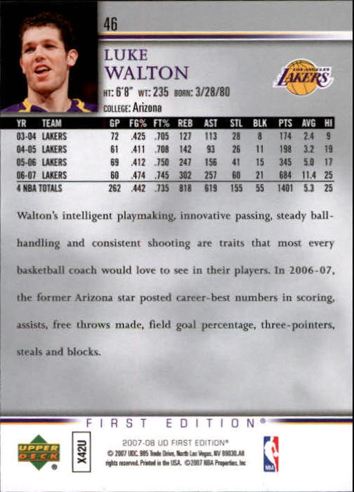 2007-08 Upper Deck First Edition Basketball YOU PICK - Picture 93 of 454