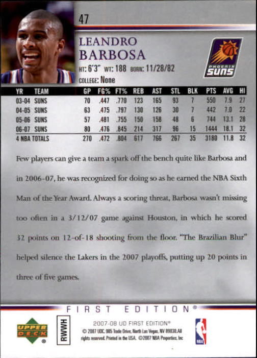 2007-08 Upper Deck First Edition Basketball YOU PICK - Picture 95 of 454