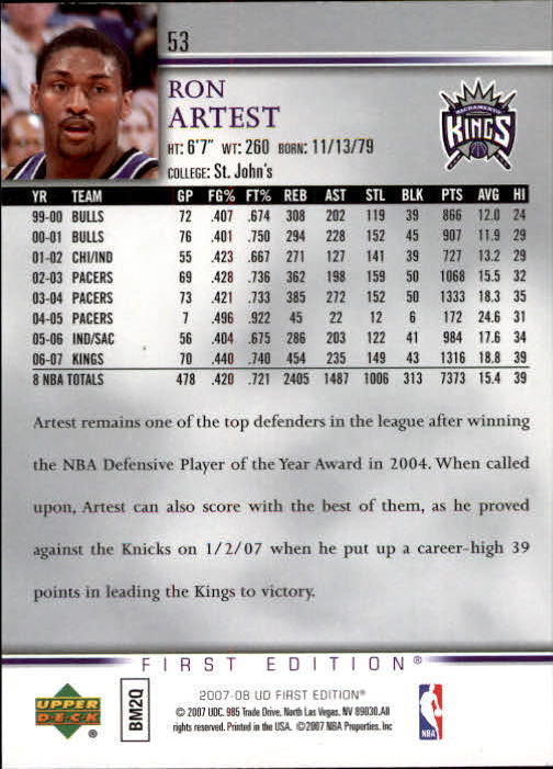 2007-08 Upper Deck First Edition Basketball YOU PICK - Picture 107 of 454