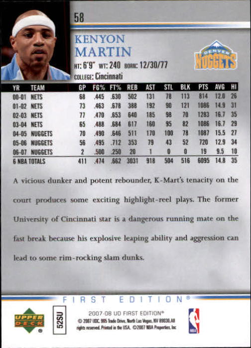 2007-08 Upper Deck First Edition Basketball YOU PICK - Picture 117 of 454