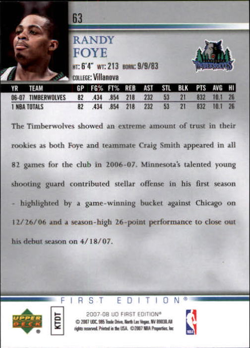 2007-08 Upper Deck First Edition Basketball YOU PICK - Picture 127 of 454