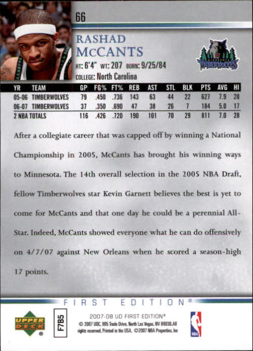 2007-08 Upper Deck First Edition Basketball YOU PICK - Picture 133 of 454