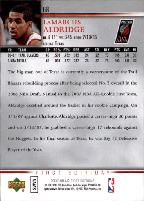 2007-08 Upper Deck First Edition Basketball YOU PICK - Picture 137 of 454