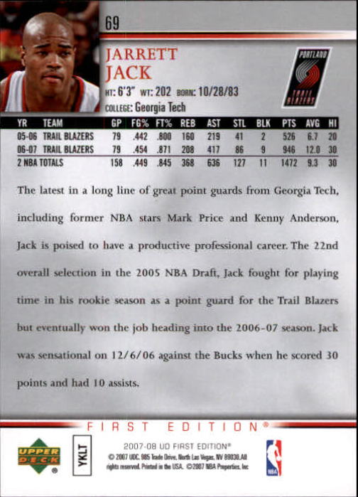 2007-08 Upper Deck First Edition Basketball YOU PICK - Picture 139 of 454