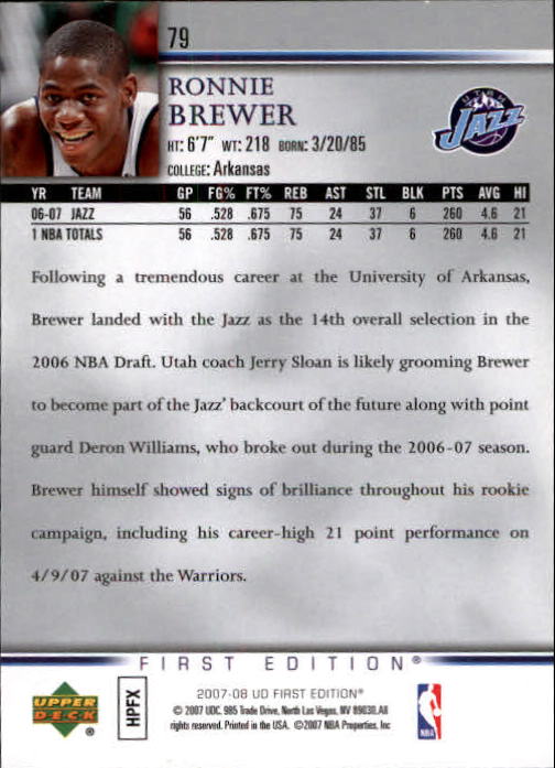 2007-08 Upper Deck First Edition Basketball YOU PICK - Picture 157 of 454
