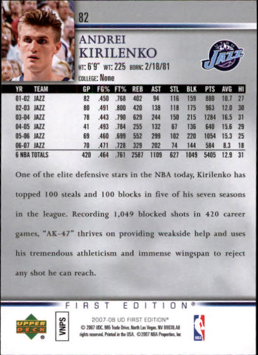 2007-08 Upper Deck First Edition Basketball YOU PICK - Picture 163 of 454