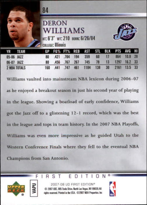 2007-08 Upper Deck First Edition Basketball YOU PICK - Picture 167 of 454