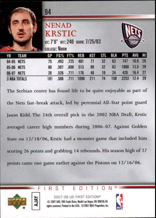 2007-08 Upper Deck First Edition Basketball YOU PICK - Picture 187 of 454