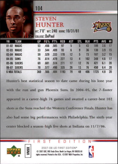 2007-08 Upper Deck First Edition Basketball YOU PICK - Picture 207 of 454