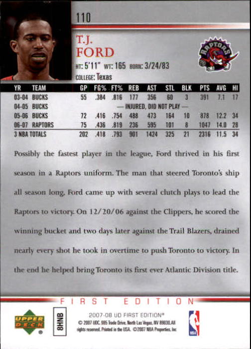 2007-08 Upper Deck First Edition Basketball YOU PICK - Picture 219 of 454
