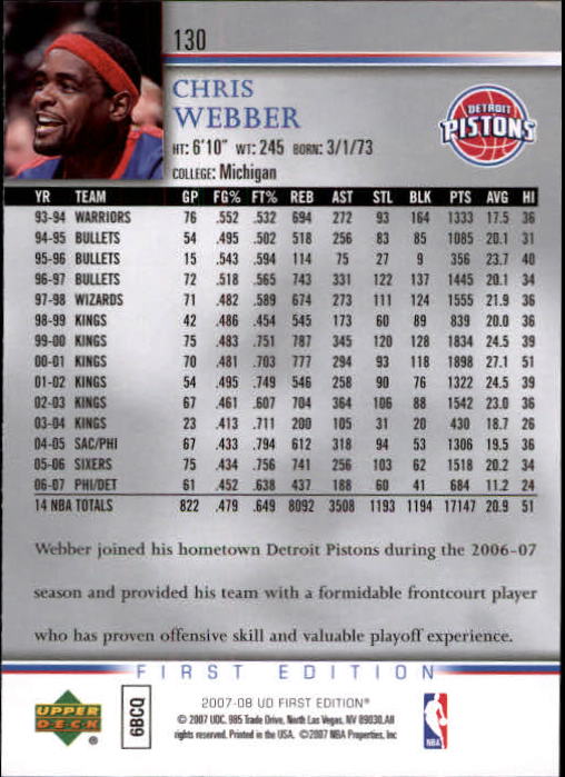2007-08 Upper Deck First Edition Basketball YOU PICK - Picture 259 of 454