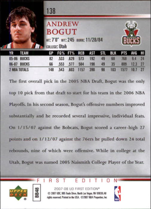 2007-08 Upper Deck First Edition Basketball YOU PICK - Picture 275 of 454