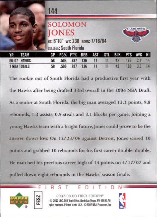 2007-08 Upper Deck First Edition Basketball YOU PICK - Picture 287 of 454