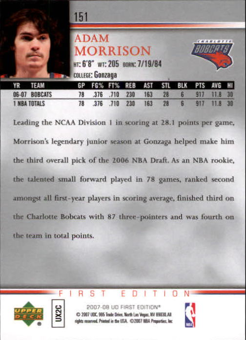 2007-08 Upper Deck First Edition Basketball YOU PICK - Picture 301 of 454