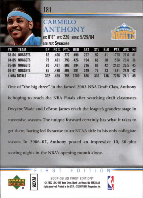 2007-08 Upper Deck First Edition Basketball YOU PICK - Picture 361 of 454