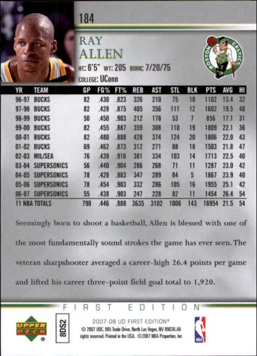 2007-08 Upper Deck First Edition Basketball YOU PICK - Picture 367 of 454