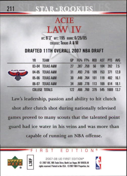 2007-08 Upper Deck First Edition Basketball YOU PICK - Picture 417 of 454