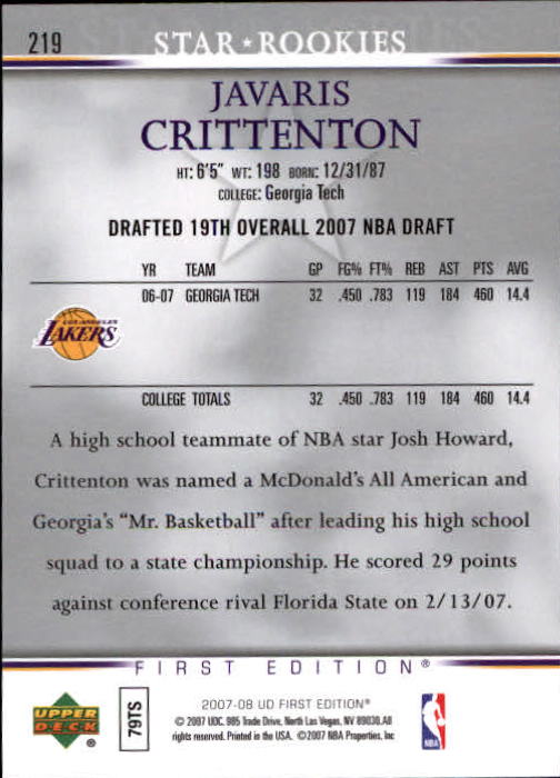 2007-08 Upper Deck First Edition Basketball YOU PICK - Picture 433 of 454