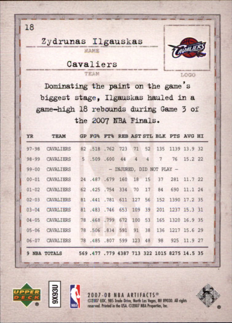 2007/2008 Artifacts (Upper Deck) Basketball - Picture 13 of 108