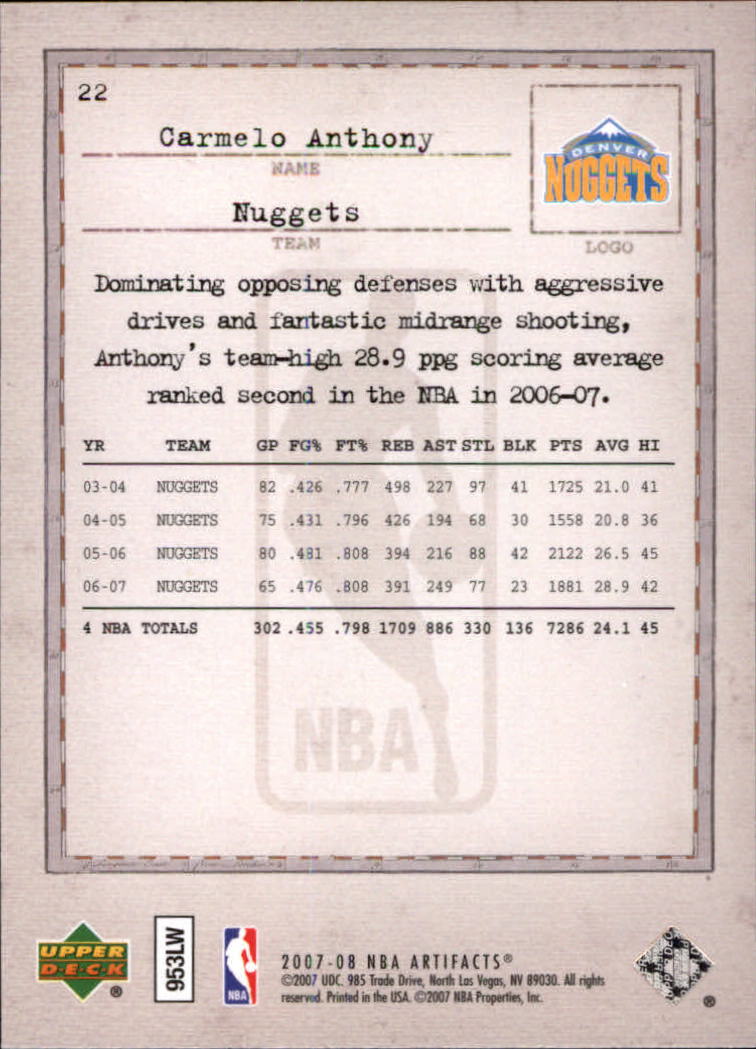 2007/2008 Artifacts (Upper Deck) Basketball - Picture 17 of 108