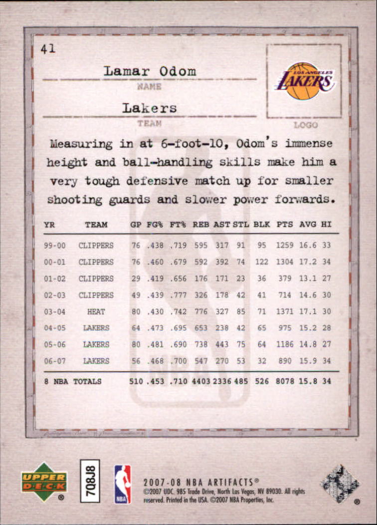2007/2008 Artifacts (Upper Deck) Basketball - Picture 33 of 108
