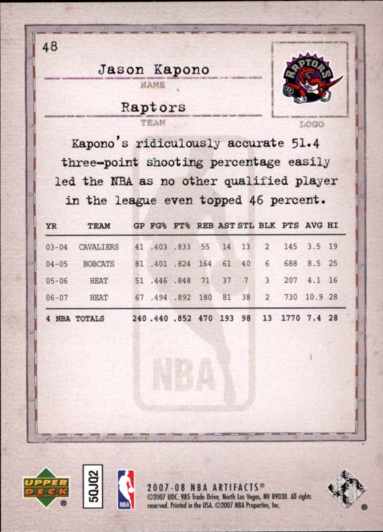 2007/2008 Artifacts (Upper Deck) Basketball - Picture 37 of 108