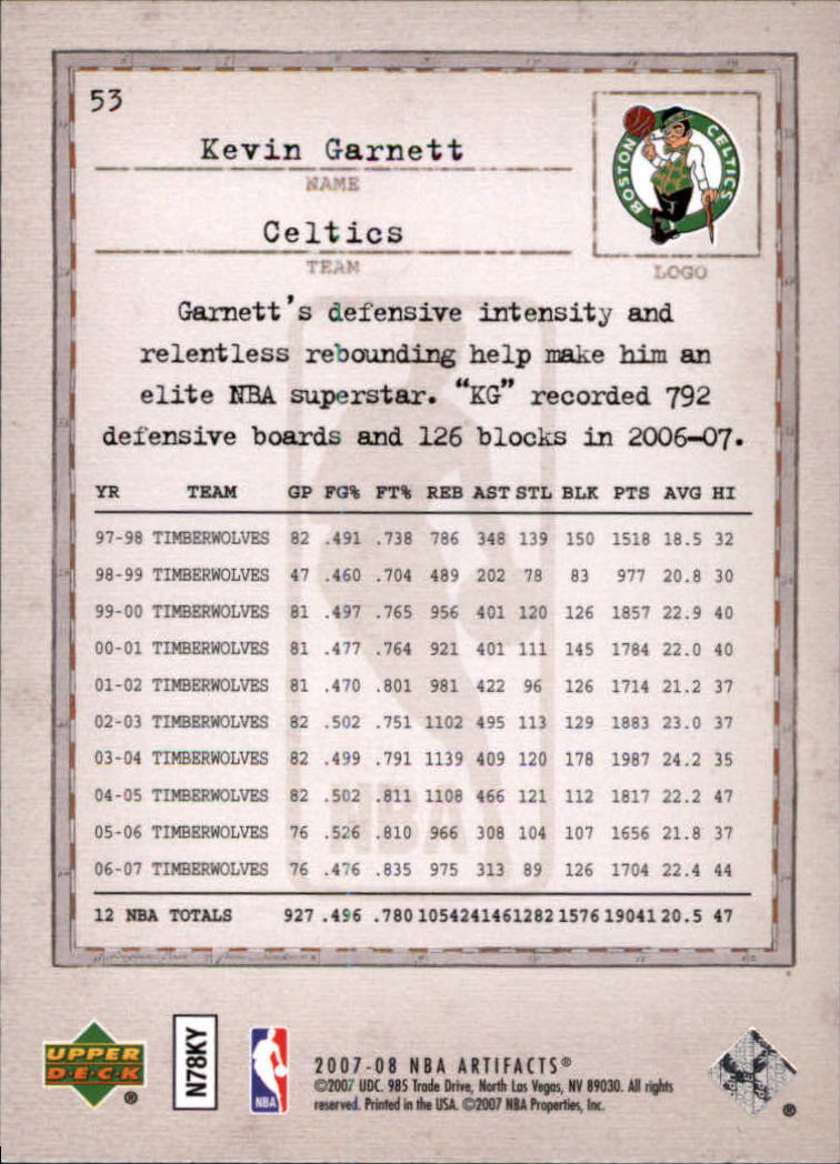 2007/2008 Artifacts (Upper Deck) Basketball - Picture 41 of 108