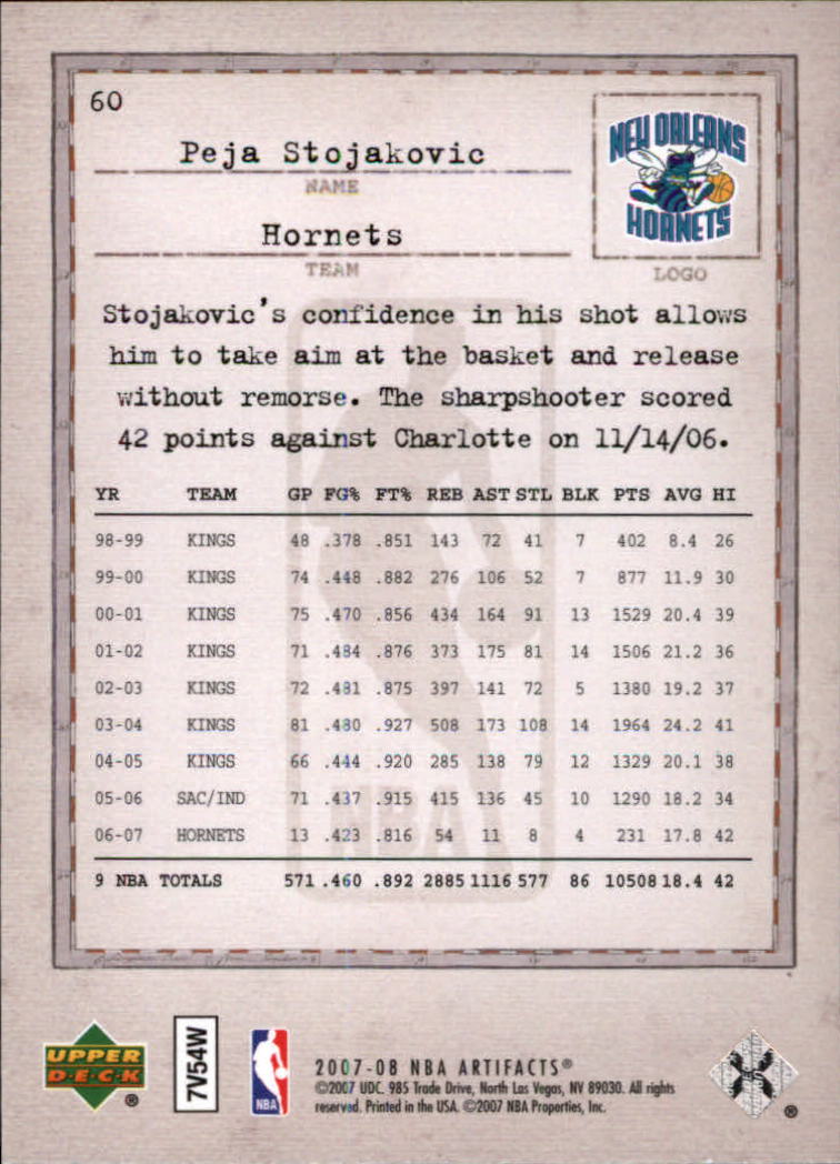 2007/2008 Artifacts (Upper Deck) Basketball - Picture 45 of 108
