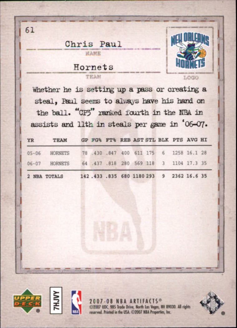 2007/2008 Artifacts (Upper Deck) Basketball - Picture 47 of 108