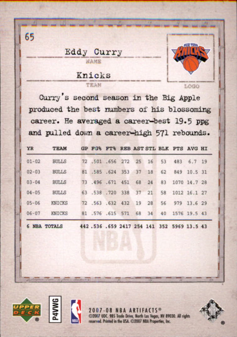 2007/2008 Artifacts (Upper Deck) Basketball - Picture 51 of 108