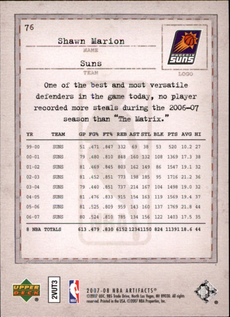 2007/2008 Artifacts (Upper Deck) Basketball - Picture 57 of 108
