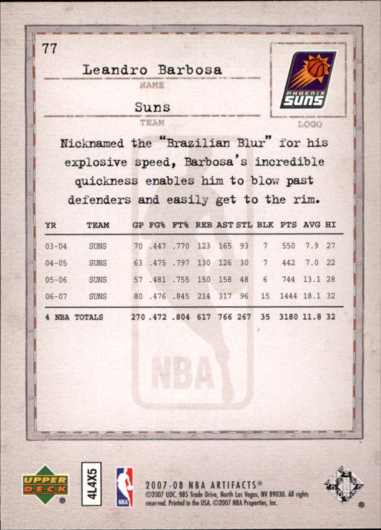 2007/2008 Artifacts (Upper Deck) Basketball - Picture 59 of 108