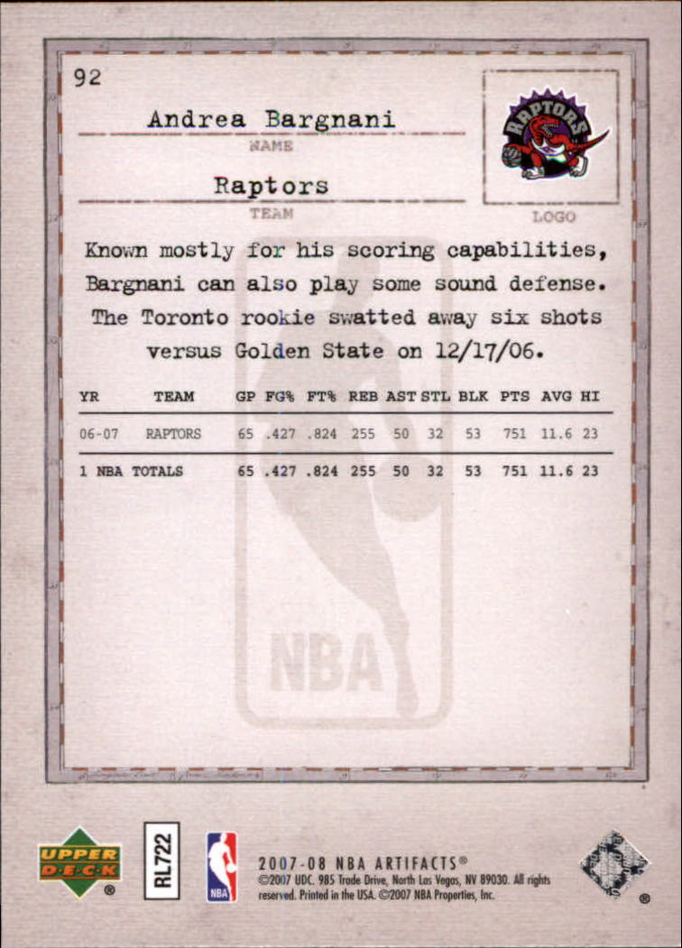 2007/2008 Artifacts (Upper Deck) Basketball - Picture 67 of 108