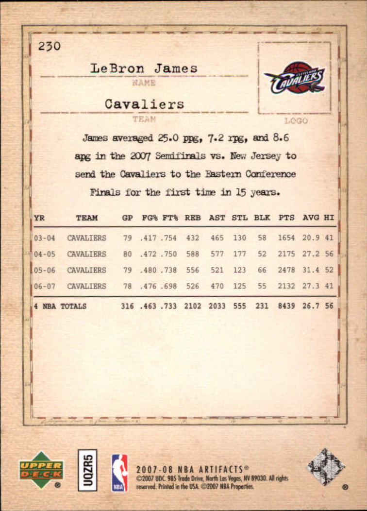 2007/2008 Artifacts (Upper Deck) Basketball - Picture 106 of 108