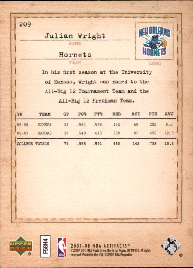 2007/2008 Artifacts (Upper Deck) Basketball - Picture 93 of 108